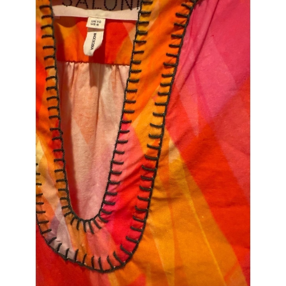 SOLD OUT SALONI Ashley-B Tunic Dress Sunset US 6 Geometric Bohemian Resort EUC - Picture 10 of 12